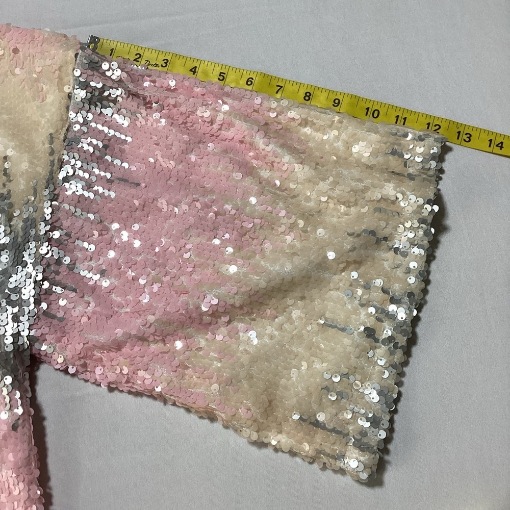 Boohoo Sequin Kimono Cardigan Cream and Pink - Picture 12 of 14